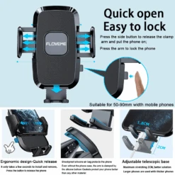 Porte Téléphone Voiture Multifonction Ventouse 10 Porte Téléphone Voiture Multifonction Ventouse -Monde Electronique Support telephone voiture Nuxaly facile a ouvrir et verrouiller