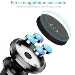 Support Téléphone Voiture Aimant Puissant -Monde Electronique Support telephone voiture SyncWire 4 aimants puissants