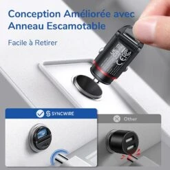 Syncwire Chargeur Pour Voiture Rapide -Monde Electronique Syncwire Chargeur pour Voiture Rapide conception amelioree