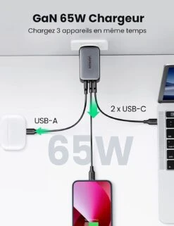 Chargeur Rapide 65W -Monde Electronique Ugreen Nexode 65W GaN 65W