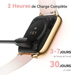 Montre Connectée Cuir Rose Femme -Monde Electronique Yamay Montre connectee Femme charge