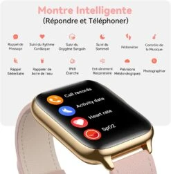 Montre Connectée Cuir Rose Femme -Monde Electronique Yamay Montre connectee Femme options