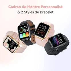 Montre Connectée Cuir Rose Femme -Monde Electronique Yamay Montre connectee Femme style