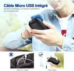 Batterie Externe 10000mAh IEsafy -Monde Electronique batterie externe 10000mAh IEsafy cable integre