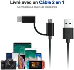 Batterie Externe 10000mAh IEsafy -Monde Electronique batterie externe 10000mAh IEsafy livre avec un cable 2 en 1