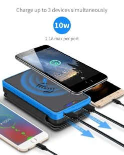 Batterie Portable 4 Panneaux Solaires -Monde Electronique batterie externe solaire 26800mAh charge rapide