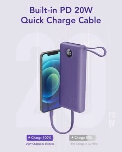 Batterie Externe Violette -Monde Electronique batterie externe violette 20W