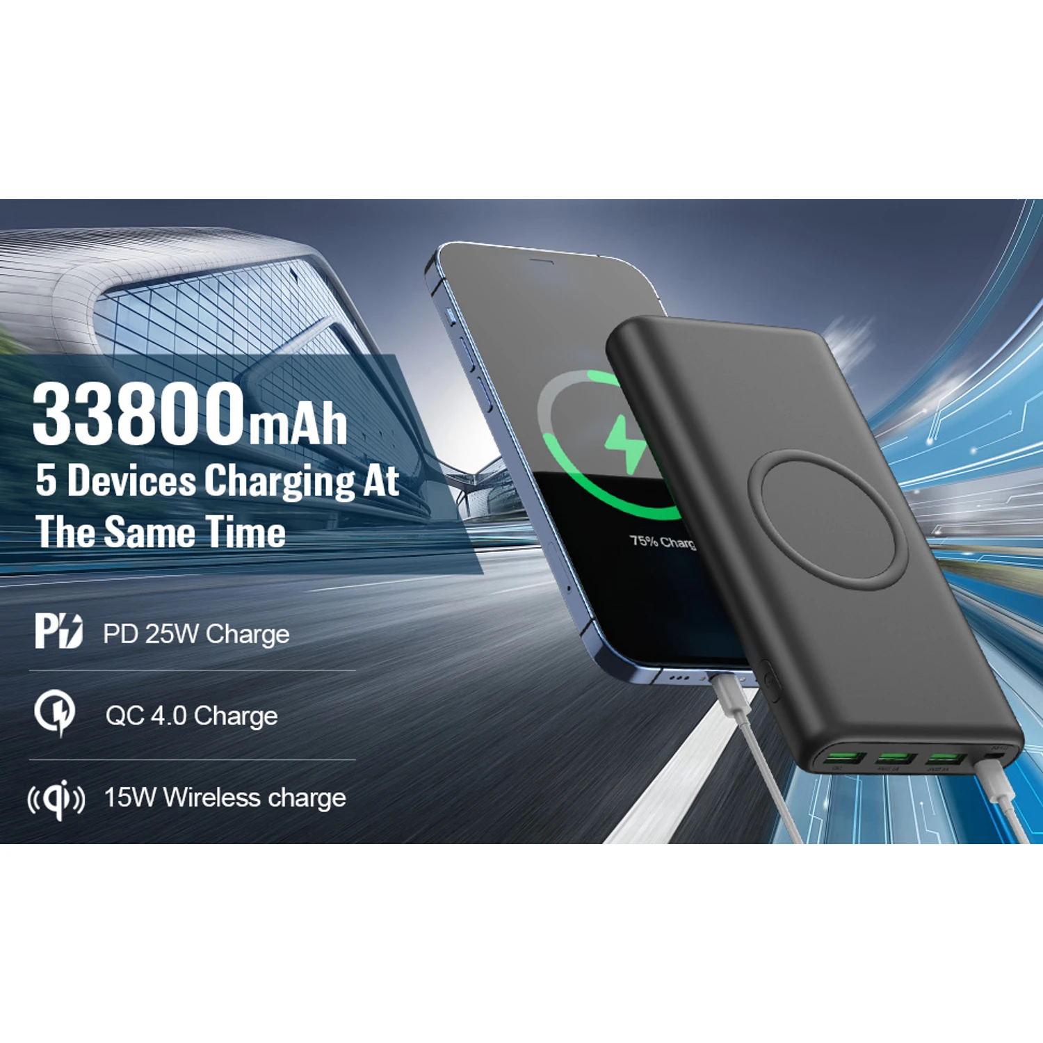 Batterie Portable 33800 MAh 5 Sorties 10 Batterie Portable 33800 MAh 5 Sorties – Image 8