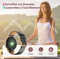 Montre Connectée Analogique Femme -Monde Electronique montre connectee analogique femme noir capteur