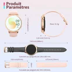 Montre Connectée Analogique Femme -Monde Electronique montre connectee analogique femme noir dimensions