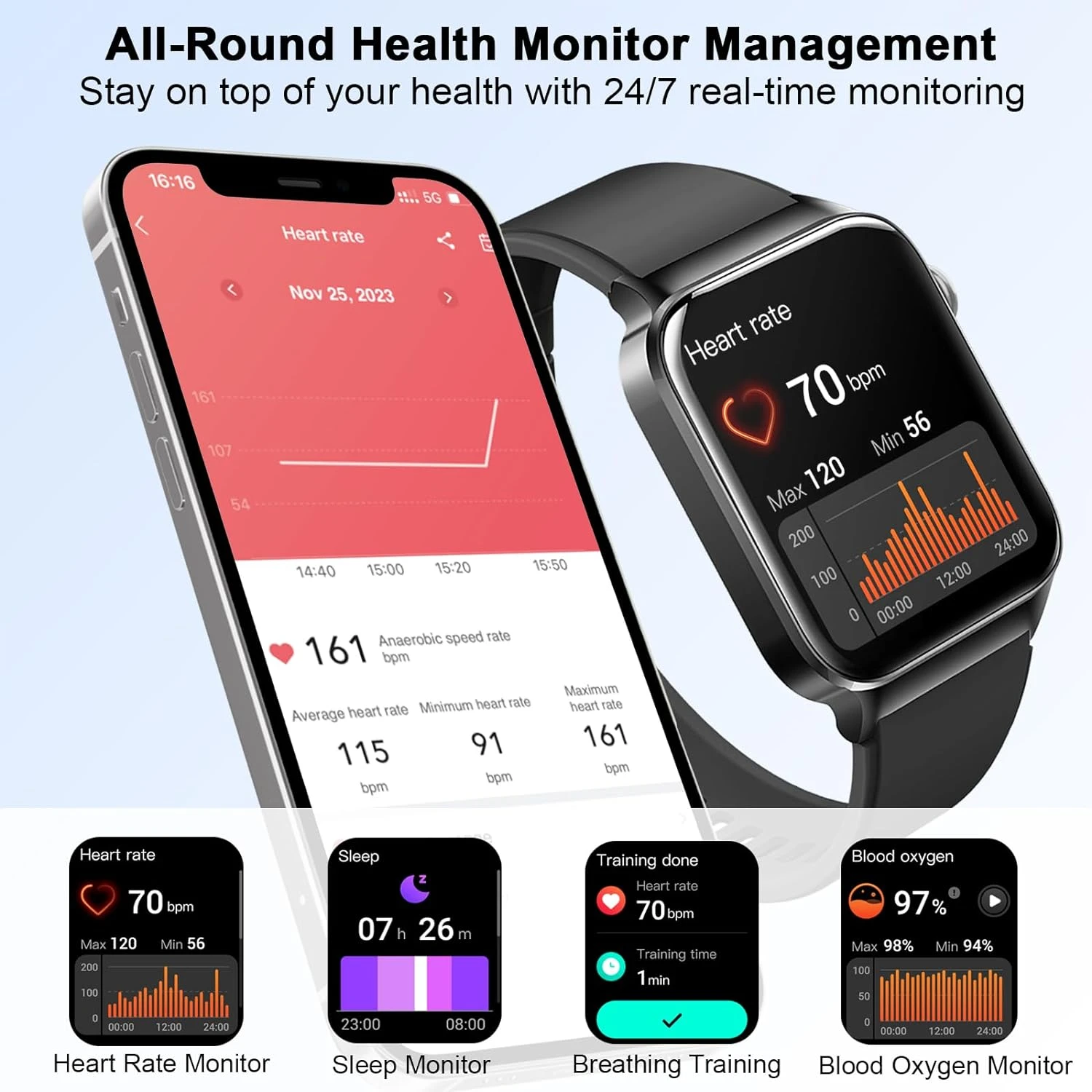 Montre Connectée Moniteur Homme 5 Montre Connectée Moniteur Homme – Image 3