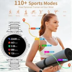 Montre Connectée Femme Bracelet Acier -Monde Electronique montre connectee femme bracelet acier modes sport