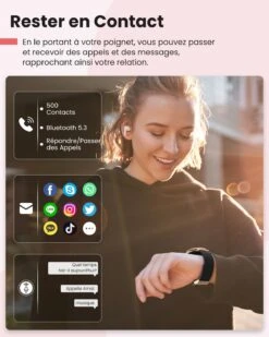 Montre Connectée Femme Bracelet Acier Noir -Monde Electronique montre connectee femme bracelet acier noir notifications