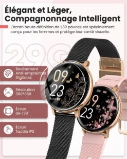 Montre Connectée Femme Bracelet Acier Noir -Monde Electronique montre connectee femme bracelet acier noir smart
