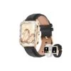 Montre Connectée Femme Bracelet Cuir -Monde Electronique montre connectee femme bracelet cuir noir