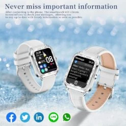 Montre Connectée Femme Bracelet Cuir -Monde Electronique montre connectee femme bracelet cuir notifications