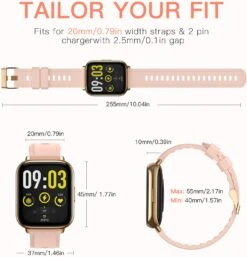 Montre Connectée Rose Pâle -Monde Electronique montre connectee femme chronus taille