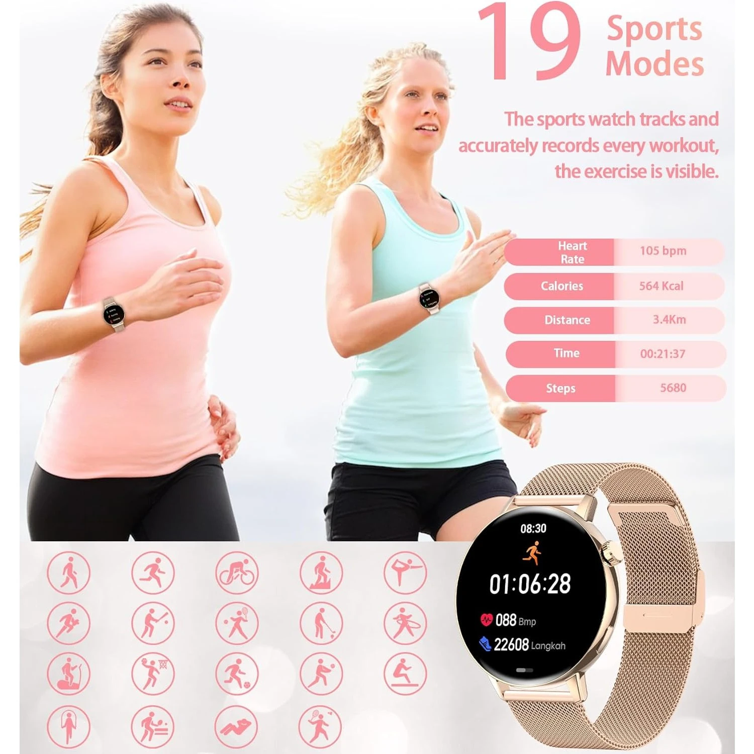 Montre Connectée Femme Classe 8 Montre Connectée Femme Classe – Image 6