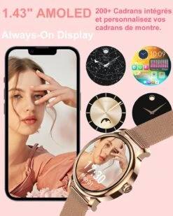 Montre Connectée Femme Dorée 13 Montre Connectée Femme Dorée -Monde Electronique montre connectee femme iphone 11 ecran