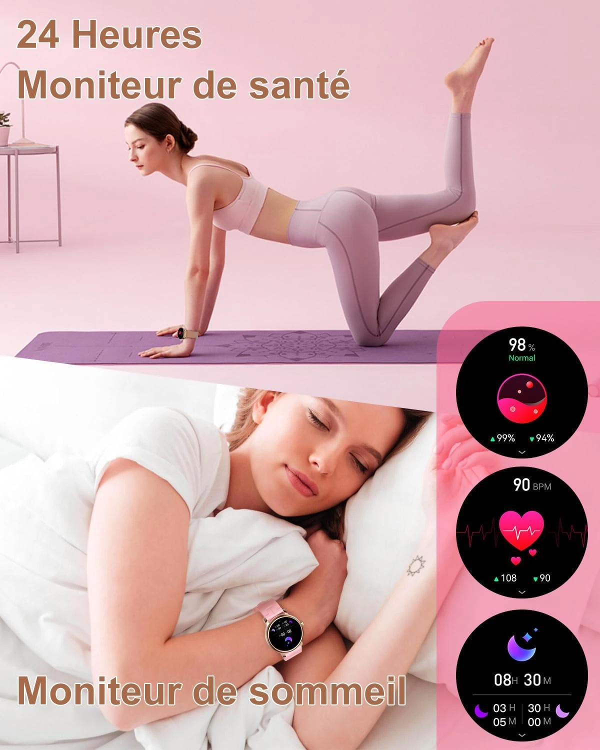 Montre Connectée Femme Dorée 5 Montre Connectée Femme Dorée – Image 3