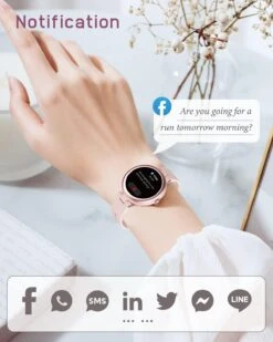 Montre Connectée Femme Ronde Rose 12 Montre Connectée Femme Ronde Rose -Monde Electronique montre connectee femme ronde rose notifications