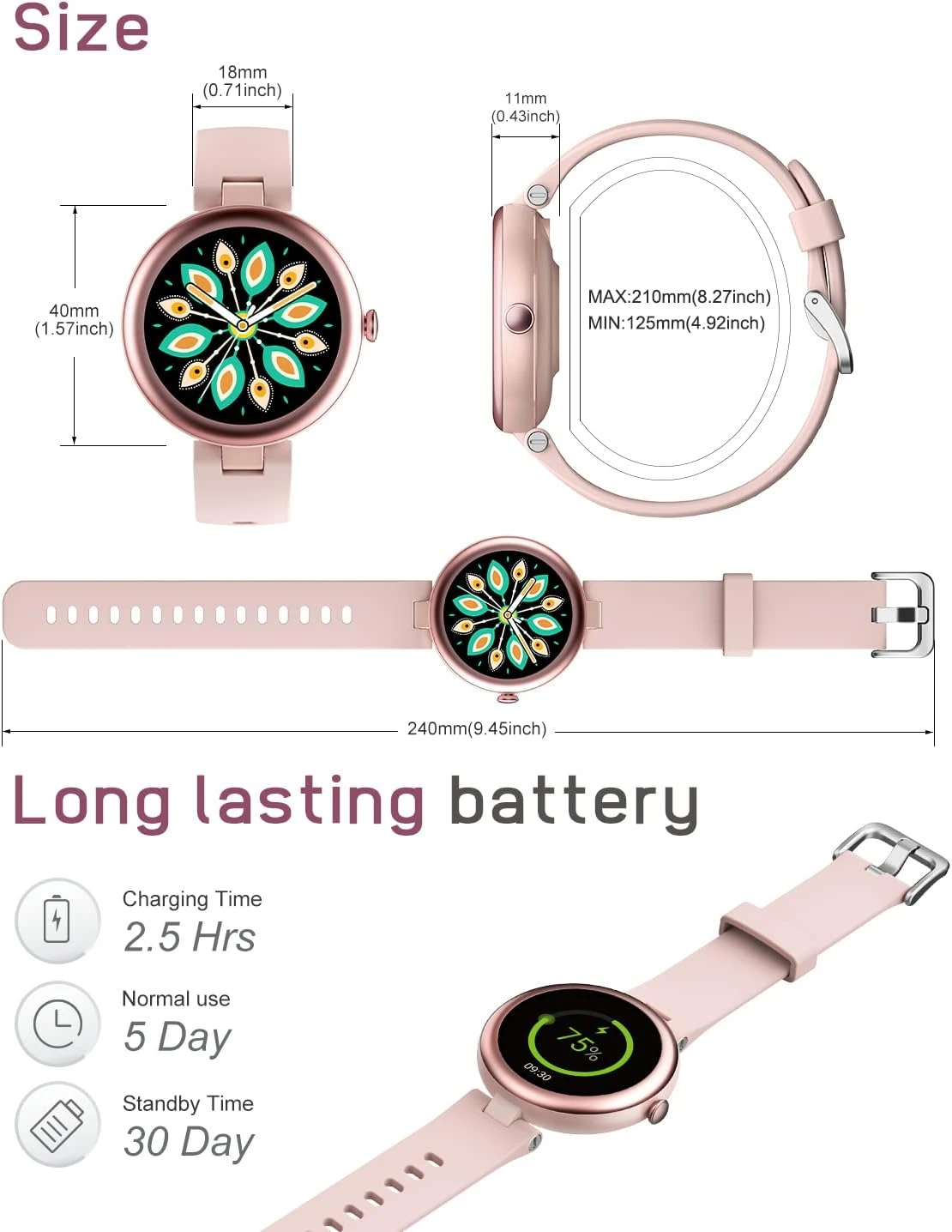 Montre Connectée Femme Ronde Rose 10 Montre Connectée Femme Ronde Rose – Image 8