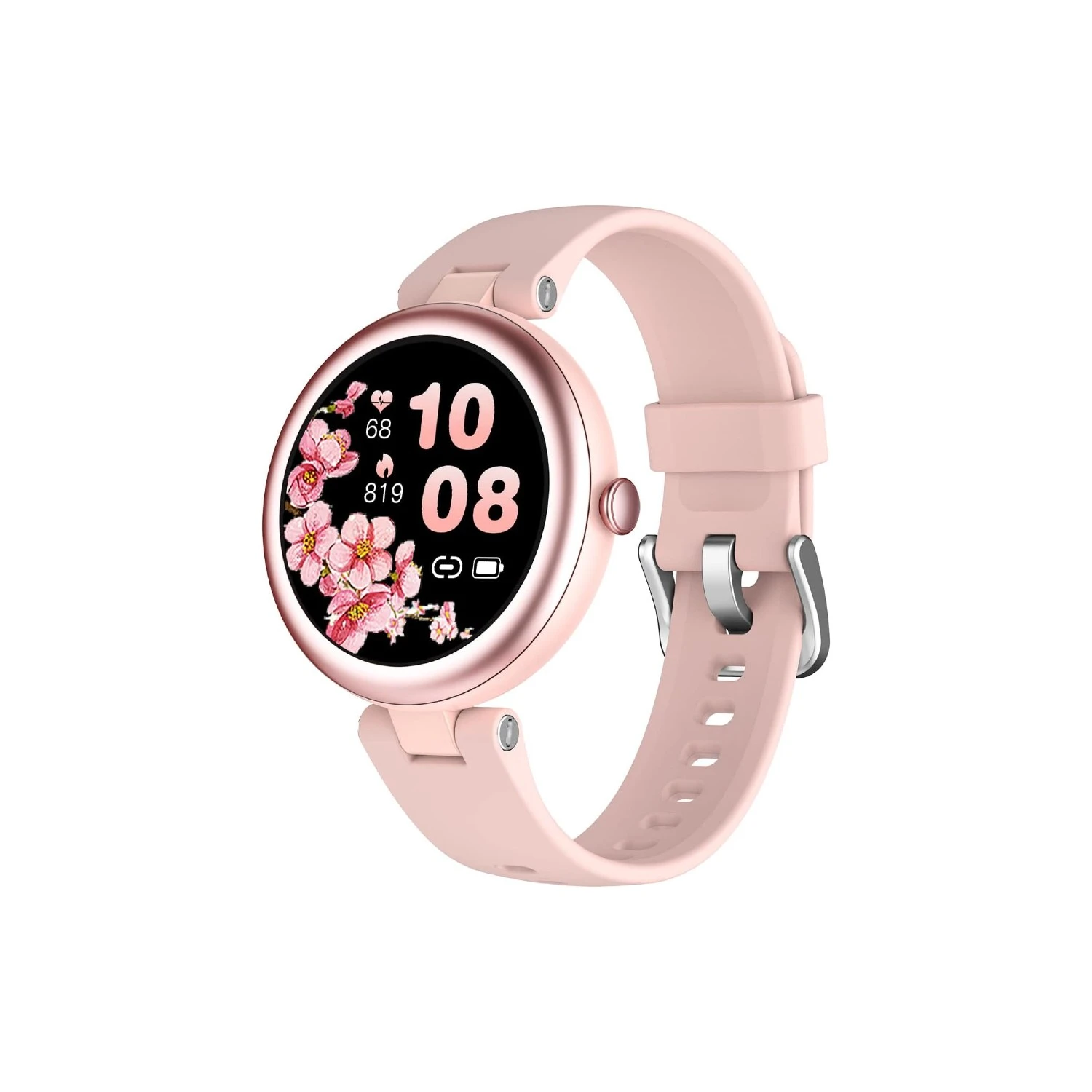 Montre Connectée Femme Ronde Rose 3 Montre Connectée Femme Ronde Rose