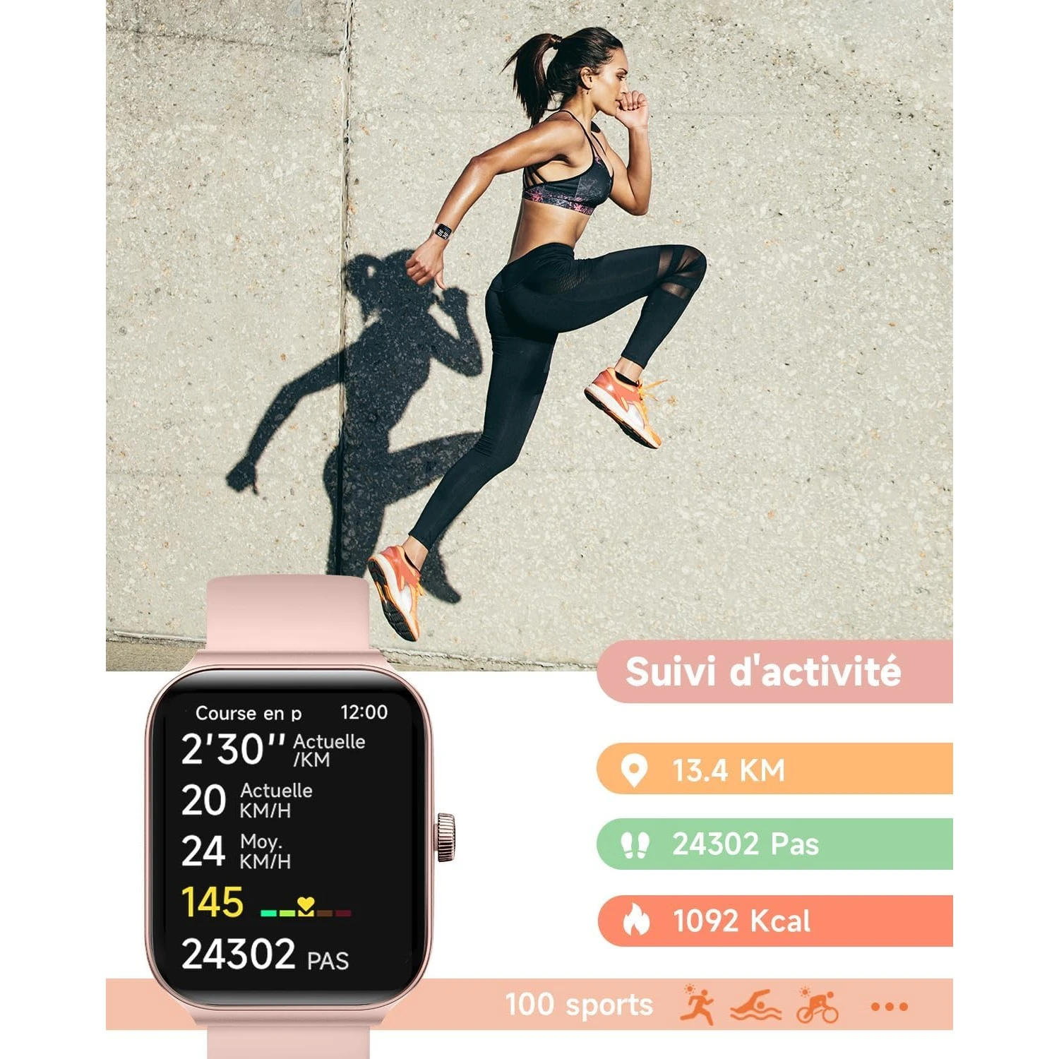 Montre Connectée Femme Rose 4 Montre Connectée Femme Rose – Image 2