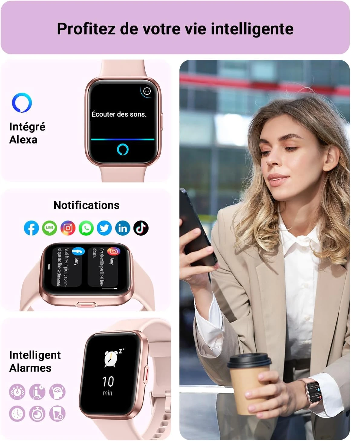 Montre Connectée Femme Running 5 Montre Connectée Femme Running – Image 3