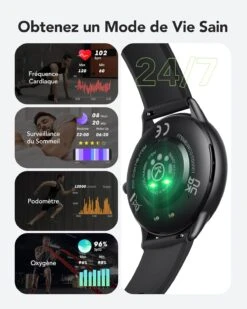 Montre Connectée Ronde Sport -Monde Electronique montre connectee iphone ronde suivi sante