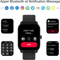 Montre Connectée Écran 1.85 Pouce -Monde Electronique montre connectee redmi note 9 notifications