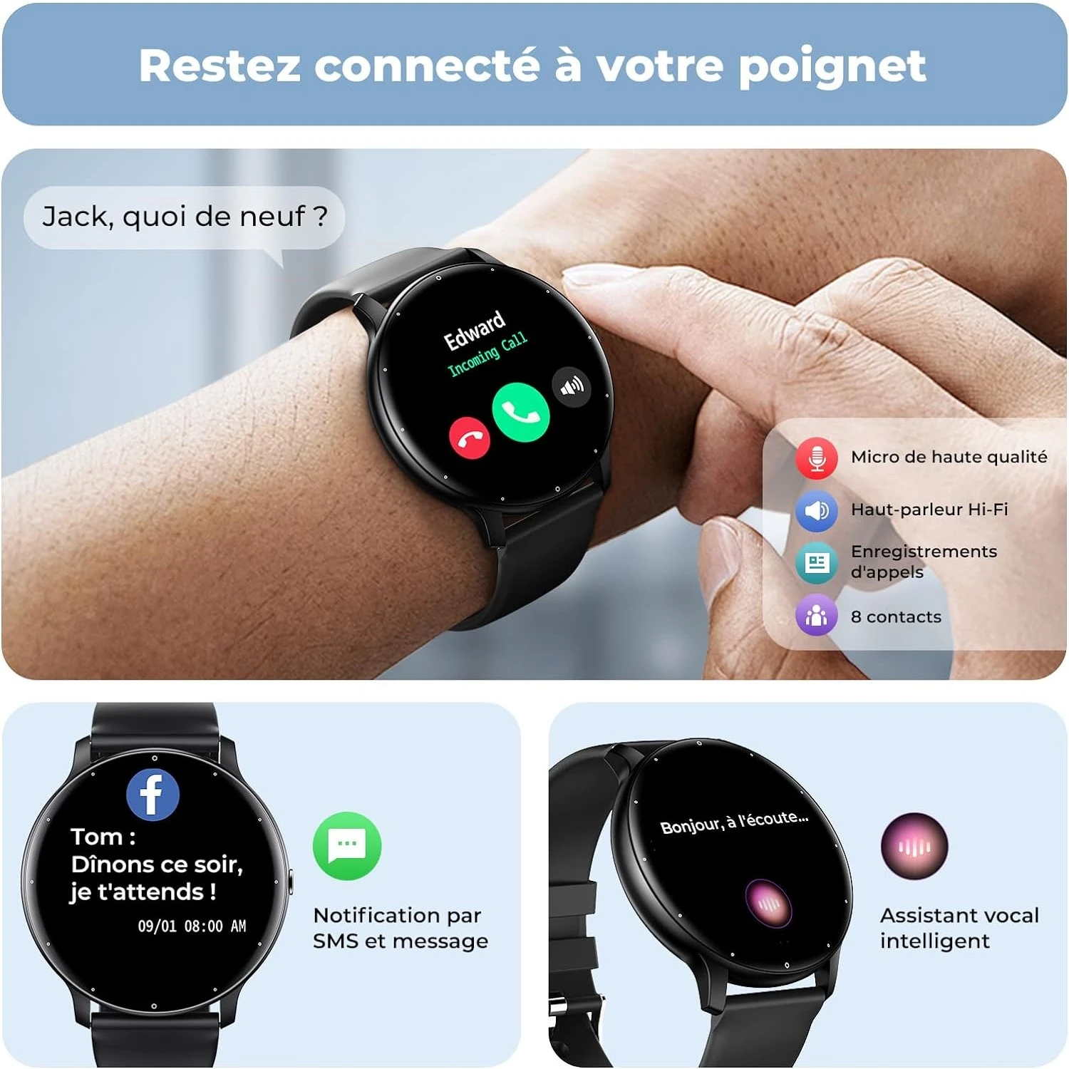 Montre Connectée Ronde Téléphone 6 Montre Connectée Ronde Téléphone – Image 4