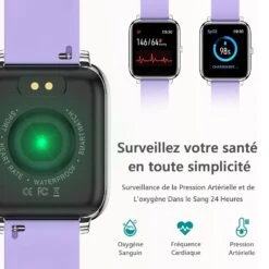 Montre Connectée Violette 11 Montre Connectée Violette -Monde Electronique montre connectee violette suivi sante
