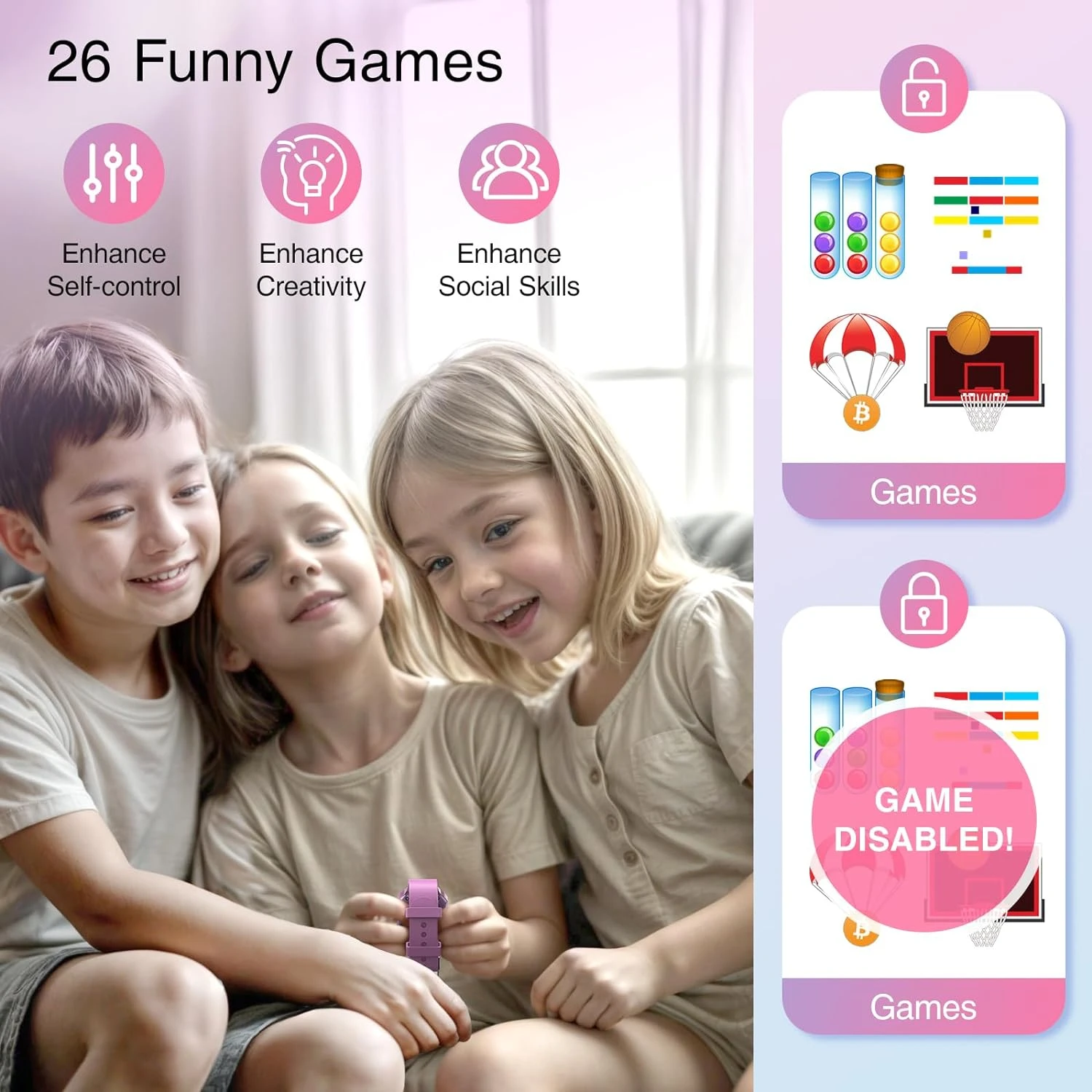 Montre Connectée Rose Pour Fille 5 Montre Connectée Rose Pour Fille – Image 3